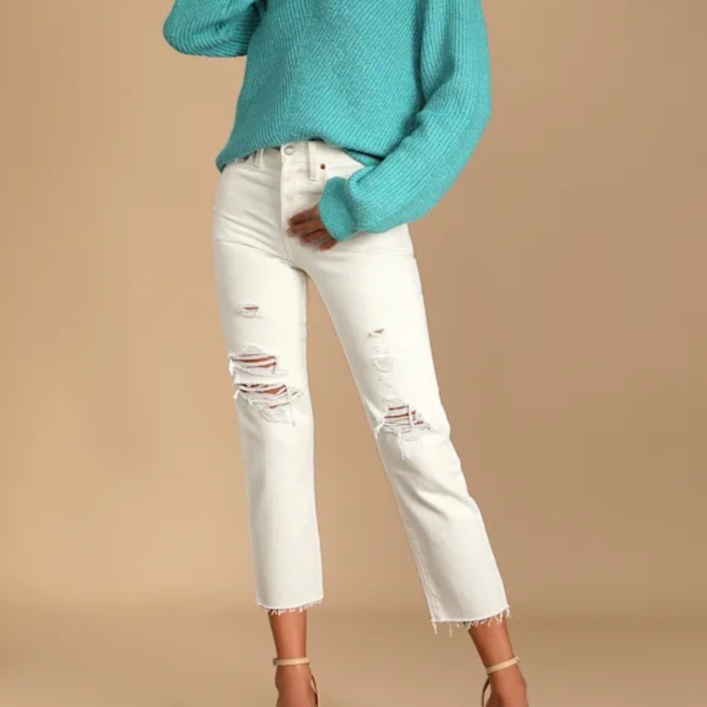 Lulus Change Things Up Teal Multi Knit V-neck Sweater Blue - Size S - Picture 4 of 8